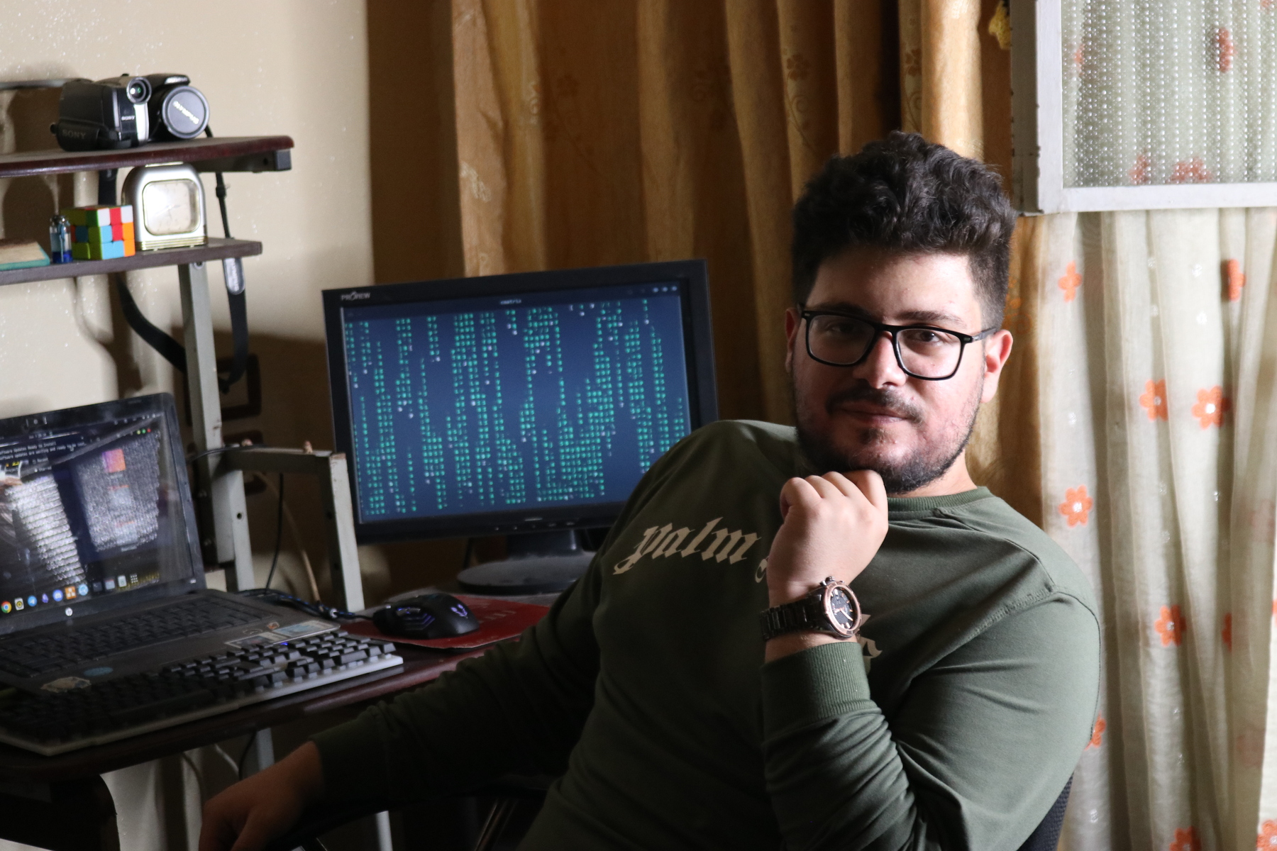 Ibrahem at his workstation